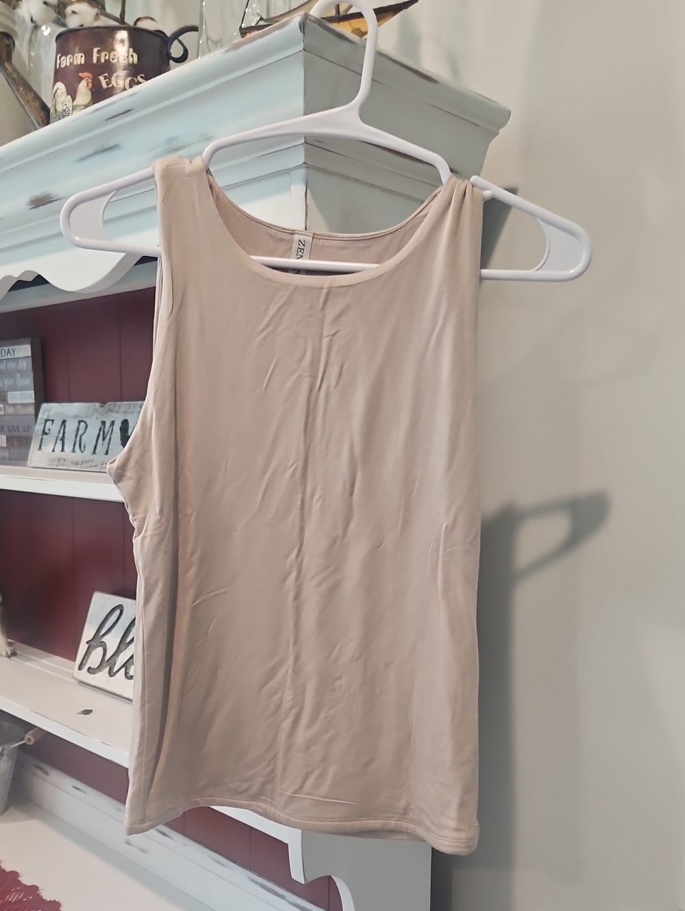 Zenana Outfitters Neutral Scoop Neck Tank Top - Beige